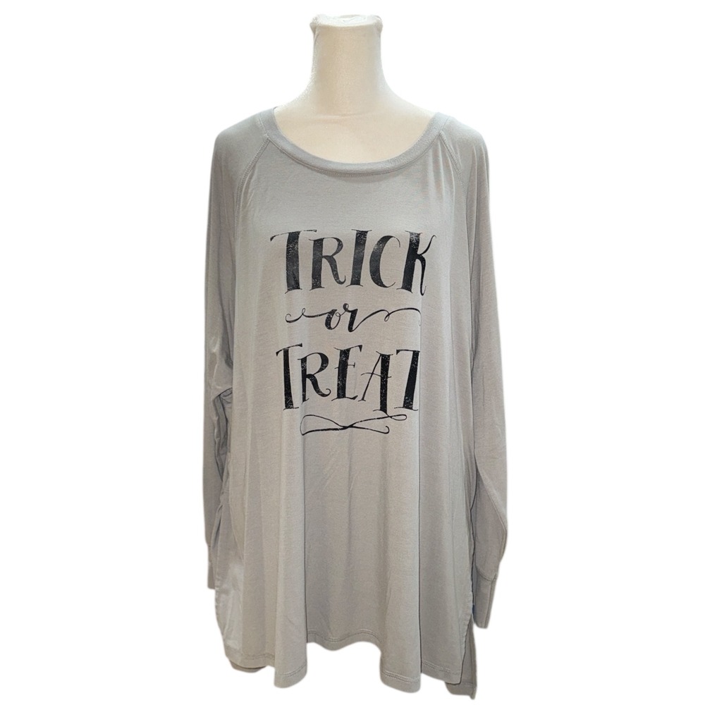 State of Mine Trick or Treat Gray Long Sleeve Tunic‎ Top Women's 2X Large